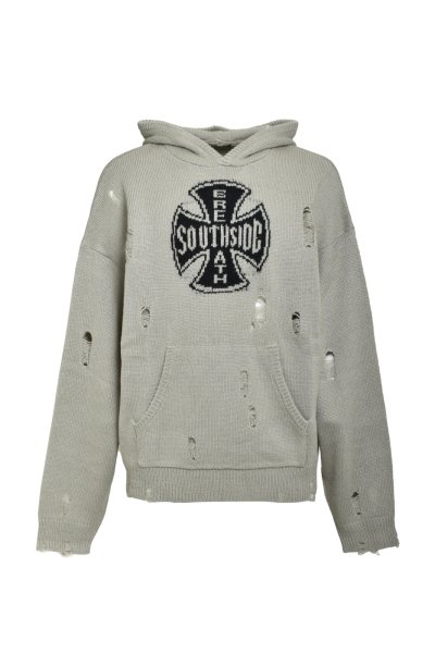 画像1: BREATH (SOUTHSIDE CROSS DAMAGE MOHAIR HOODIE) DUST