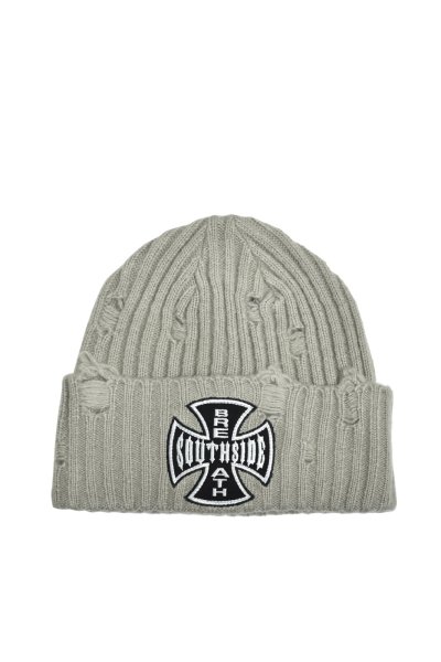 画像1: BREATH (SOUTHSIDE CROSS DAMAGE RIB BEANIE) DUST