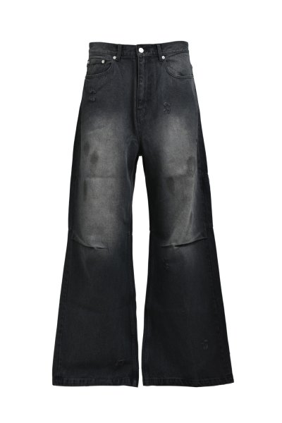 画像1: BREATH (COATING DAMAGE DENIM PANTS) BLACK