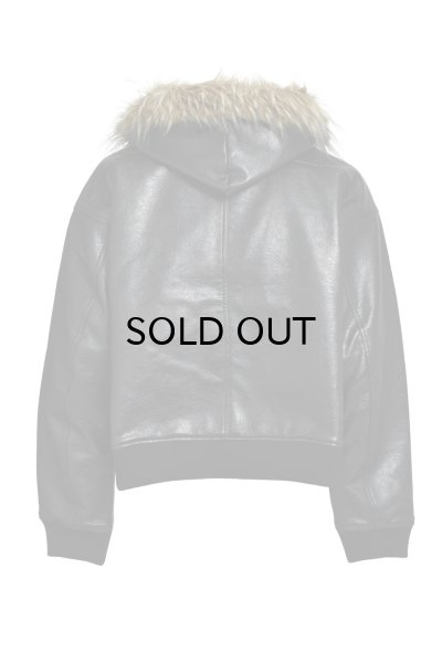 画像2: BREATH (FAUX LEATHER FUR HOODED JACKET) BLACK