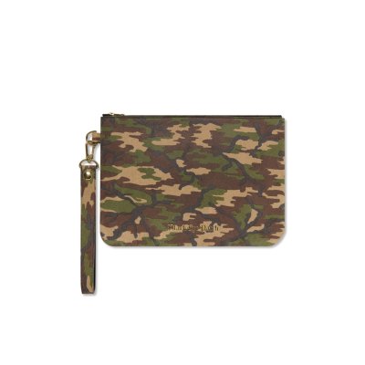 画像1: BLACK EYE PATCH (CAMOUFLAGED LEATHER CLUTCH BAG) WOODLAND CAMO