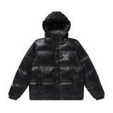 BLACK EYE PATCH (STENCIL LOGO HOODED DOWN JACKET) BLACK