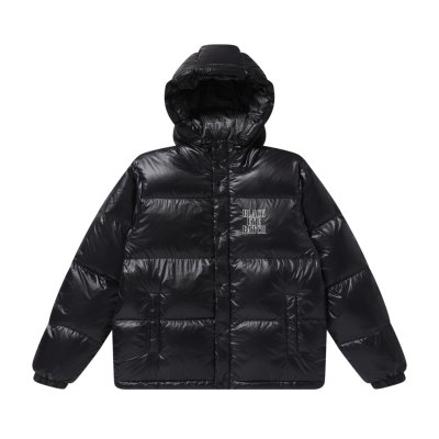 画像1: BLACK EYE PATCH (STENCIL LOGO HOODED DOWN JACKET) BLACK