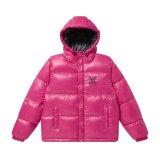 BLACK EYE PATCH (STENCIL LOGO HOODED DOWN JACKET) PINK