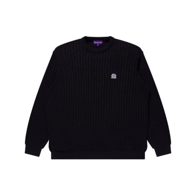 画像1: BLACK EYE PATCH (OG LABEL WAFFLE KNITTED CREW) BLACK