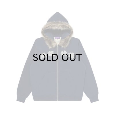 画像1: BLACK EYE PATCH (FAUX FUR HOODED HWC ZIP HOODIE) NAVY