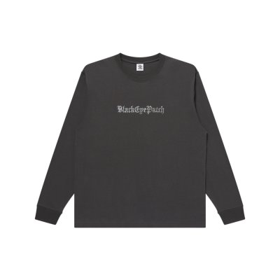 画像1: BLACK EYE PATCH (RHINESTONED OE LOGO L/S TEE) CHARCOAL