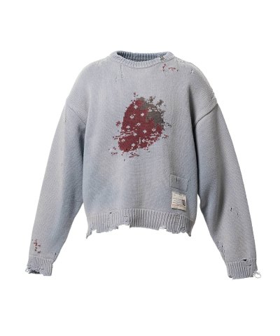 画像1: Maison MIHARA YASUHIRO (Strawberry Jacquard Knit Sweater) BLUE