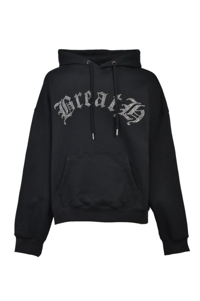 画像1: BREATH (OLD ENGLISH LOGO RHINESTONE HOODIE) BLACK