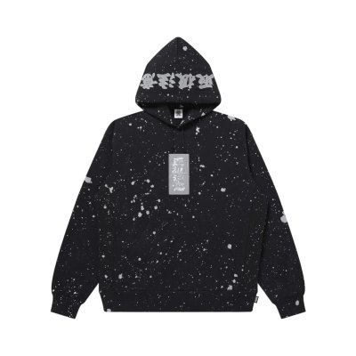 画像1: BLACK EYE PATCH (SPLATTERED REFLECTOR HWC LABEL HOODIE) BLACK