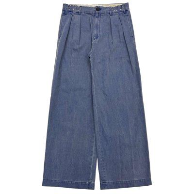 画像1: DAIRIKU (WIDE TWO TUCK CHINO PANTS) BLUE