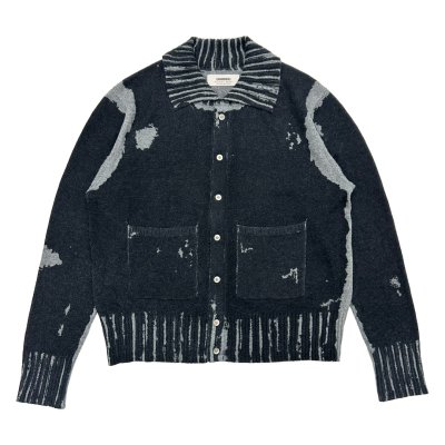 画像1: DAIRIKU (FLOWER BUTTON PRINTED KNIT CARDIGAN) BLACK