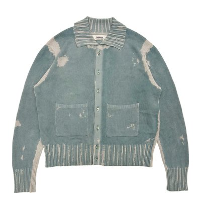 画像1: DAIRIKU (FLOWER BUTTON PRINTED KNIT CARDIGAN) AQUA