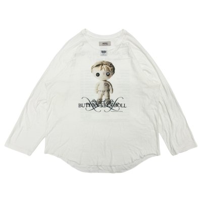 画像1: DAIRIKU (BUTTON EYE DOLL RAGLAN TAG TOUR TEE) WHITE