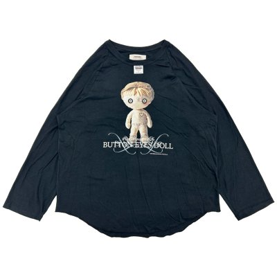 画像1: DAIRIKU (BUTTON EYE DOLL RAGLAN TAG TOUR TEE) BLACK