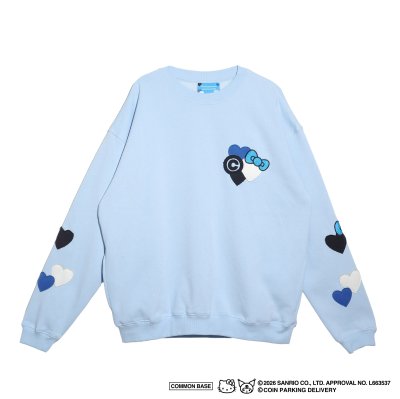 画像1: COIN PARKING DELIVERY × SANRIO CHARACTERS (PATCHWORK SWEATSHIRT) L.BLUE