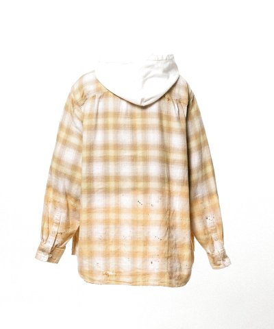 画像2: KAMIYA (Distressed Hooded Checked Shirt) YELLOW