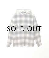 KAMIYA (Distressed Hooded Checked Shirt) BLACK
