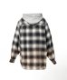 画像2: KAMIYA (Distressed Hooded Checked Shirt) BLACK (2)