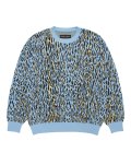 WACKO MARIA (LEOPARD JACQUARD SWEATER TYPE-2) L-BLUE