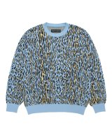 WACKO MARIA (LEOPARD JACQUARD SWEATER TYPE-2) L-BLUE
