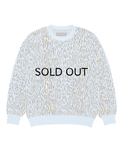 画像1: WACKO MARIA (LEOPARD JACQUARD SWEATER TYPE-2) L-BLUE
