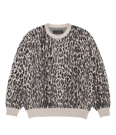 画像1: WACKO MARIA (LEOPARD JACQUARD SWEATER TYPE-2) IVORY
