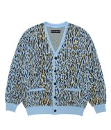 WACKO MARIA (LEOPARD JACQUARD CARDIGAN TYPE-2) L-BLUE