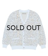 WACKO MARIA (LEOPARD JACQUARD CARDIGAN TYPE-2) L-BLUE