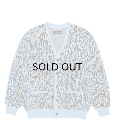 画像1: WACKO MARIA (LEOPARD JACQUARD CARDIGAN TYPE-2) L-BLUE