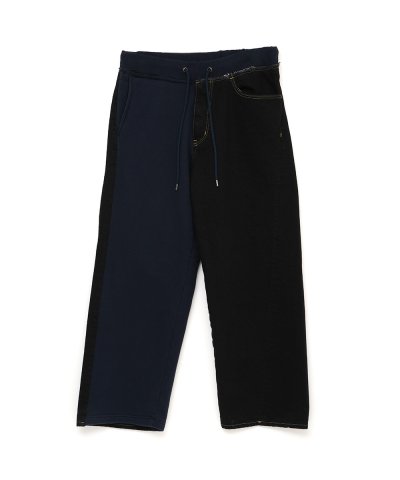 画像1: FACETASM (DENIM MERGINGSWEAT PANTS) BLACK