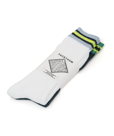 画像1: FACETASM (RIB SOCKS) WHITE&TEAL