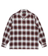 WACKO MARIA (OMBRE CHECK OPEN COLLAR SHIRT L/S TYPE-1) BROWN