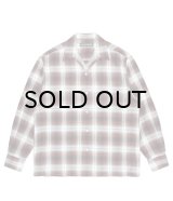 WACKO MARIA (OMBRE CHECK OPEN COLLAR SHIRT L/S TYPE-1) BROWN