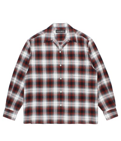 画像1: WACKO MARIA (OMBRE CHECK OPEN COLLAR SHIRT L/S TYPE-1) BROWN
