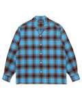 WACKO MARIA (OMBRE CHECK OPEN COLLAR SHIRT L/S TYPE-1) BLUE