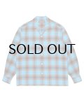WACKO MARIA (OMBRE CHECK OPEN COLLAR SHIRT L/S TYPE-1) BLUE