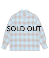WACKO MARIA (OMBRE CHECK OPEN COLLAR SHIRT L/S TYPE-1) BLUE