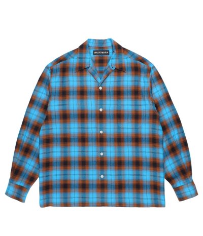 画像1: WACKO MARIA (OMBRE CHECK OPEN COLLAR SHIRT L/S TYPE-1) BLUE