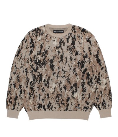 画像1: WACKO MARIA (DIGITALCAMO JACQUARD SWEATER) BEIGE