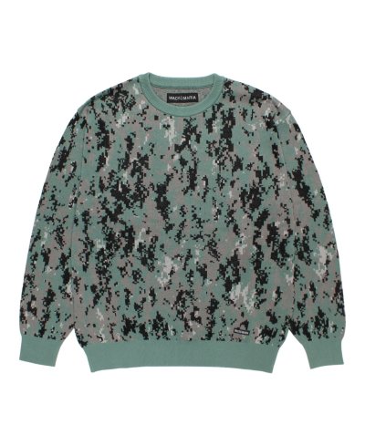 画像1: WACKO MARIA (DIGITALCAMO JACQUARD SWEATER) GREEN