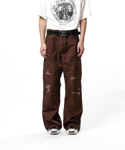 画像1: KAMIYA (BORO Duck Painter Pants) BROWN