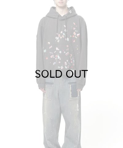 画像1: Maison MIHARA YASUHIRO (Kids Sticker Printed Hoodie) BLACK