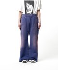 KAMIYA ("CRAYON FLAME" Distressed Bootcut Sweat Pants) NAVY