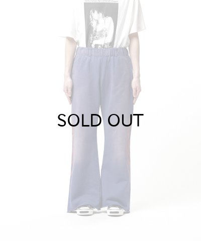 画像1: KAMIYA ("CRAYON FLAME" Distressed Bootcut Sweat Pants) NAVY