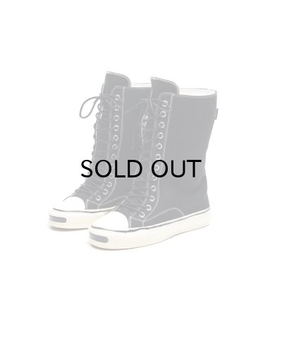 画像1: KAMIYA ("Joey" Vulcanize Aged Sole Extra High-top Sneaker) BLACK