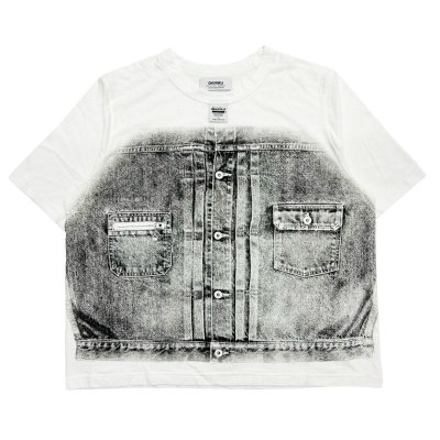 画像1: DAIRIKU (MATTTRANSFER PRINT FANCY DOBBY H-S TAG TEE) WHITE
