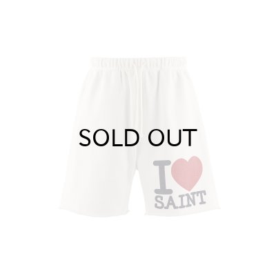 画像1: SAINT Mxxxxxx (SWEAT SHORTS_I LOVE SAINT) WHITE