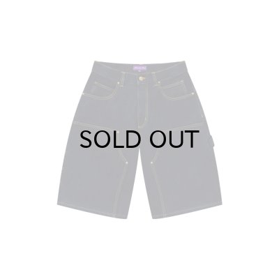 画像2: BLACK EYE PATCH (STENCIL LOGO DOUBLE KNEE DENIM SHORTS) INDIGO