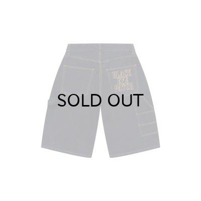 画像1: BLACK EYE PATCH (STENCIL LOGO DOUBLE KNEE DENIM SHORTS) INDIGO